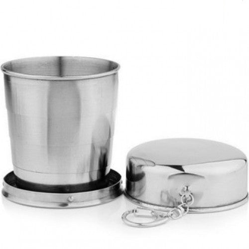 Portable Camping Folding Mug Stainless Steel Survival Cookware